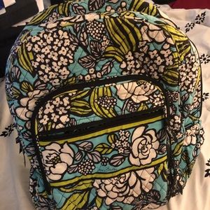 Vera Bradley teal w/ white flowers travel backpack